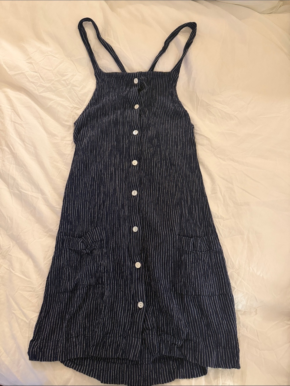 Roller Rabbit Navy Pinstripe Button-Front Sundress